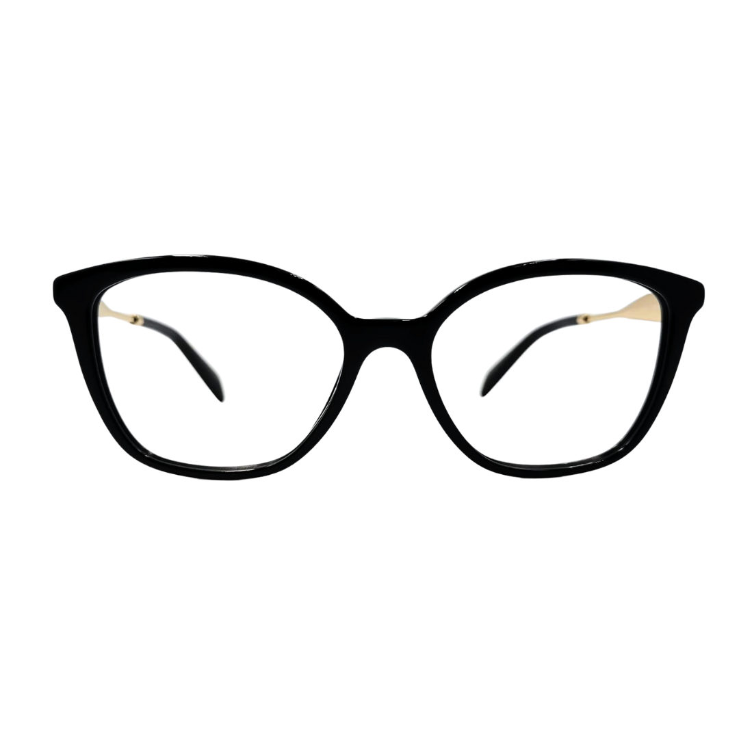 ARMAZON PRADA PARA DAMA NEGRO DORADO OJO DE GATO OFT 02Z 1AB 1O1 SILSA OPTICA